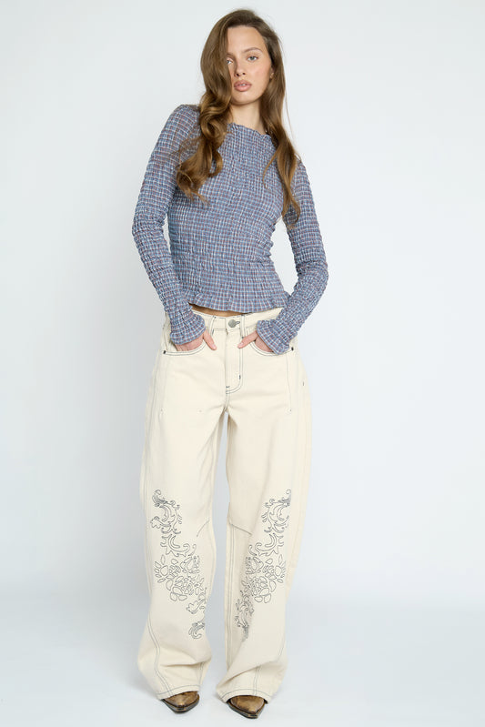 Neve Shirred Long Sleeve Top