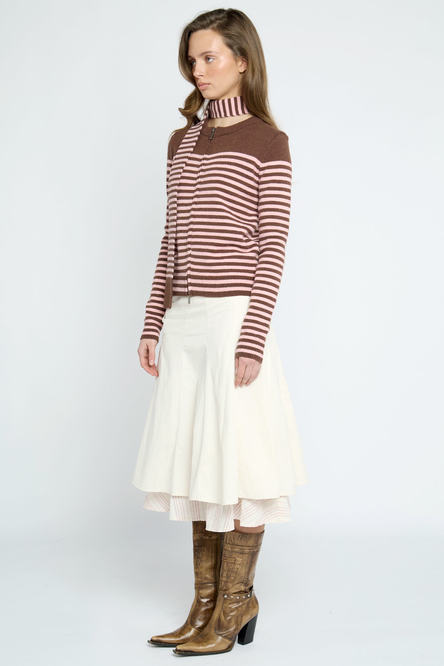 Junie Stripe Cardigan & Matching Scarf