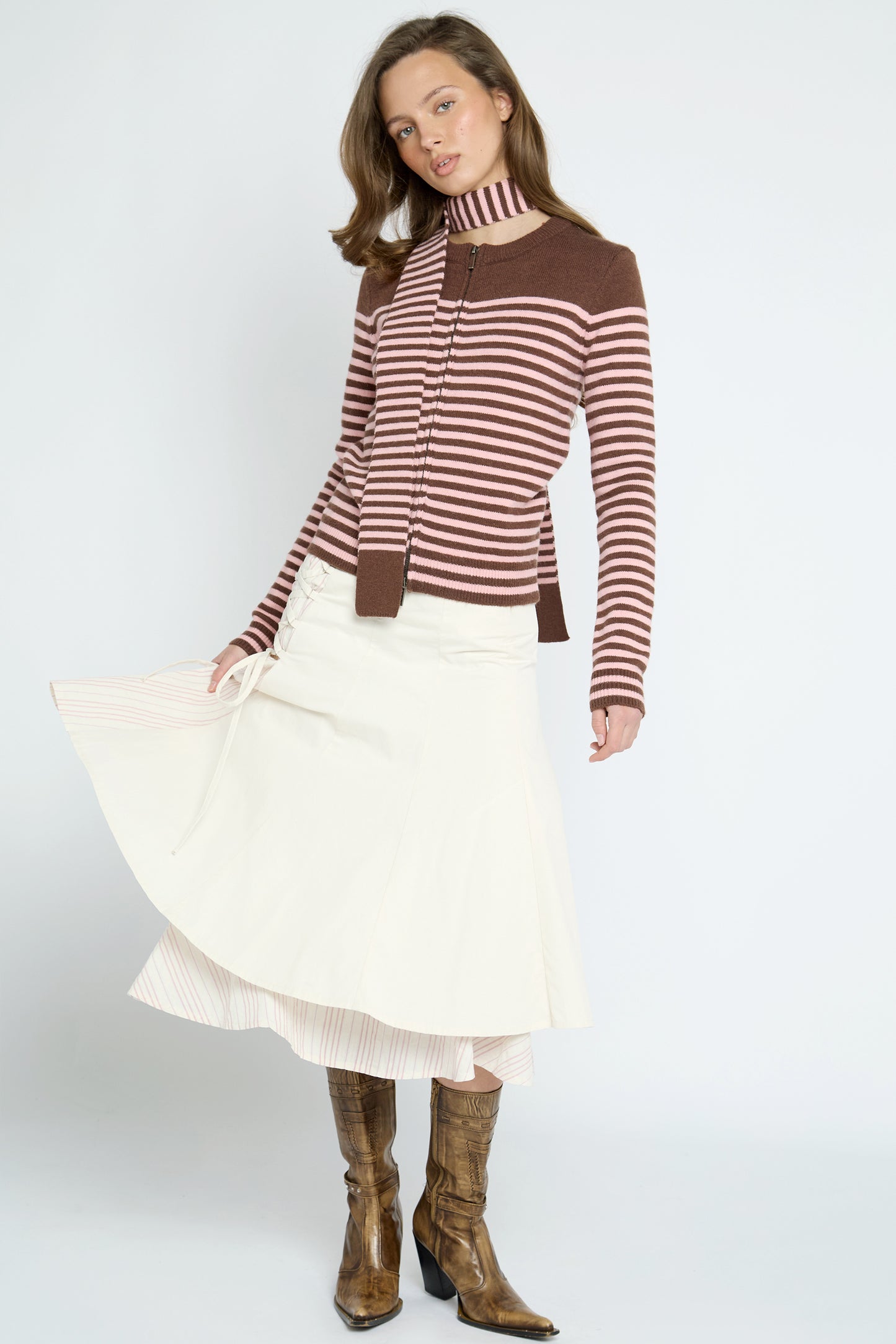Junie Stripe Cardigan & Matching Scarf
