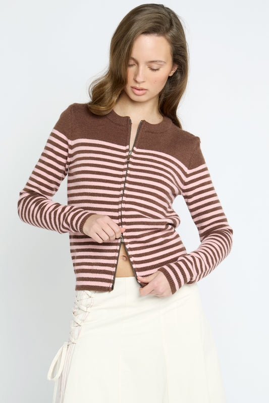 Junie Stripe Cardigan & Matching Scarf