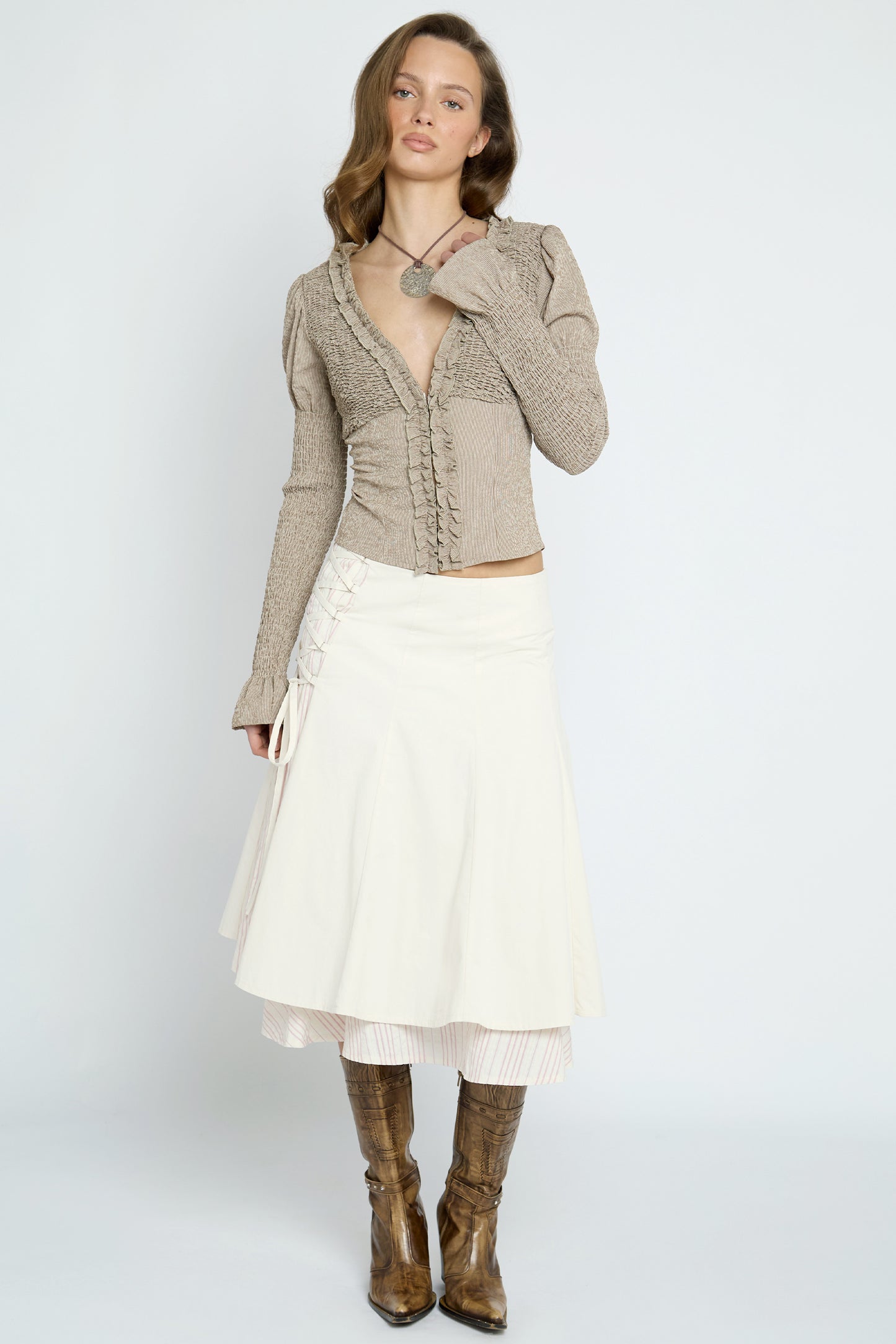 Ripple Long Sleeve Blouse