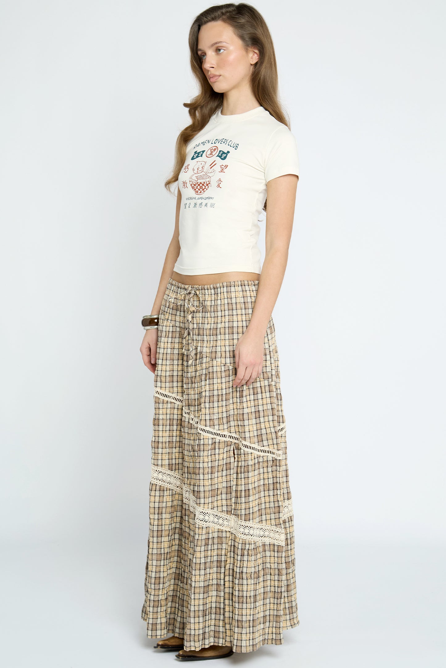 Clove Check Maxi Skirt