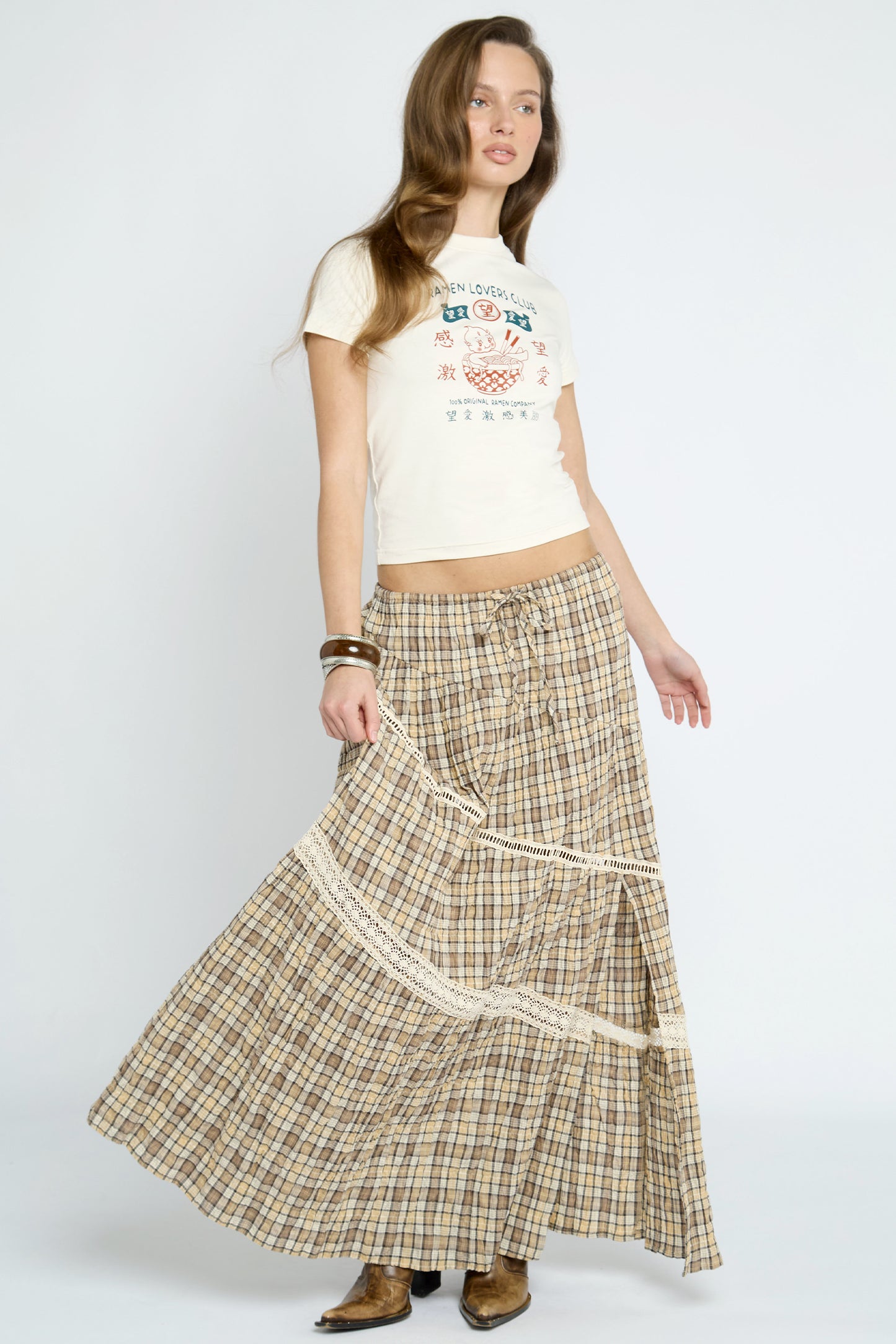 Clove Check Maxi Skirt