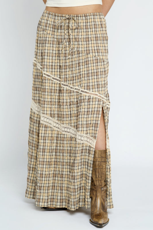 Clove Check Maxi Skirt