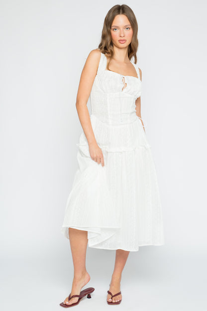Shell Broderie Milkmaid Midi Dress