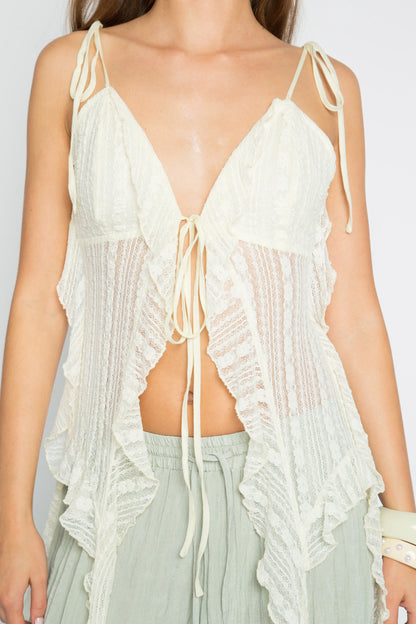 Flutter Lace Waterfall Top