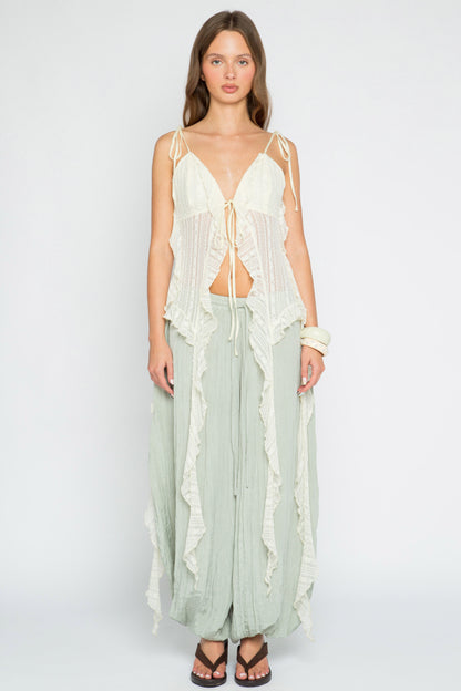 Flutter Lace Waterfall Top