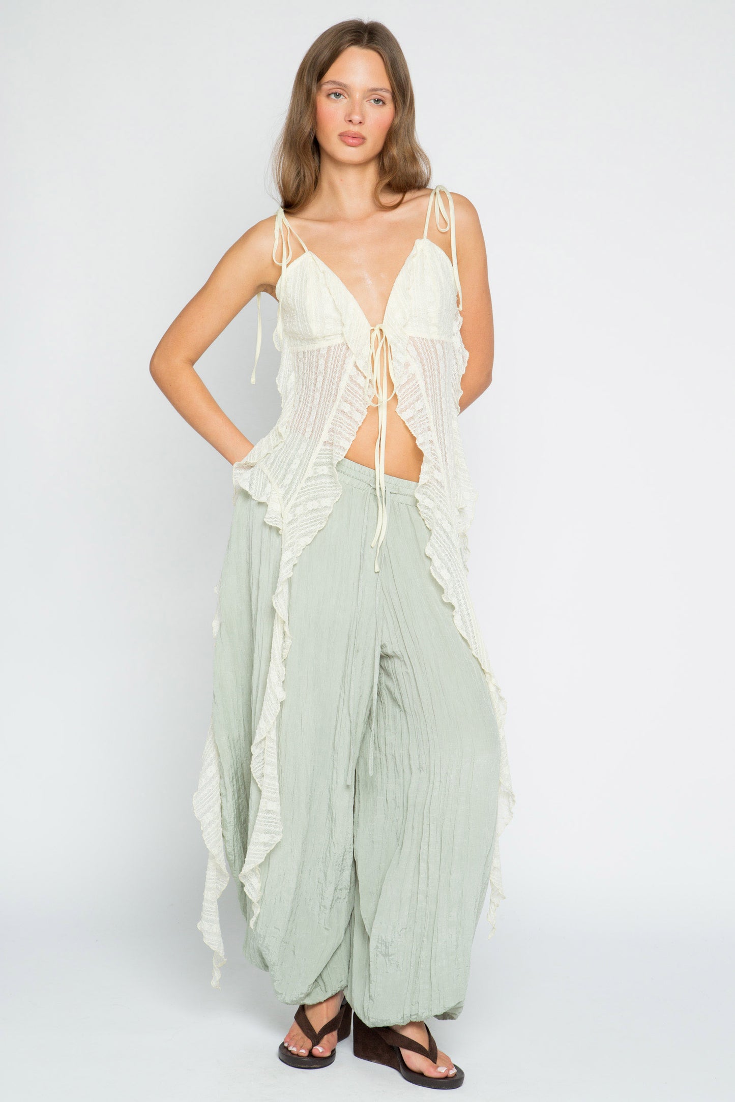 Flutter Lace Waterfall Top