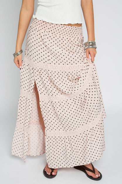 Pink Polka Dot Maxi Skirt