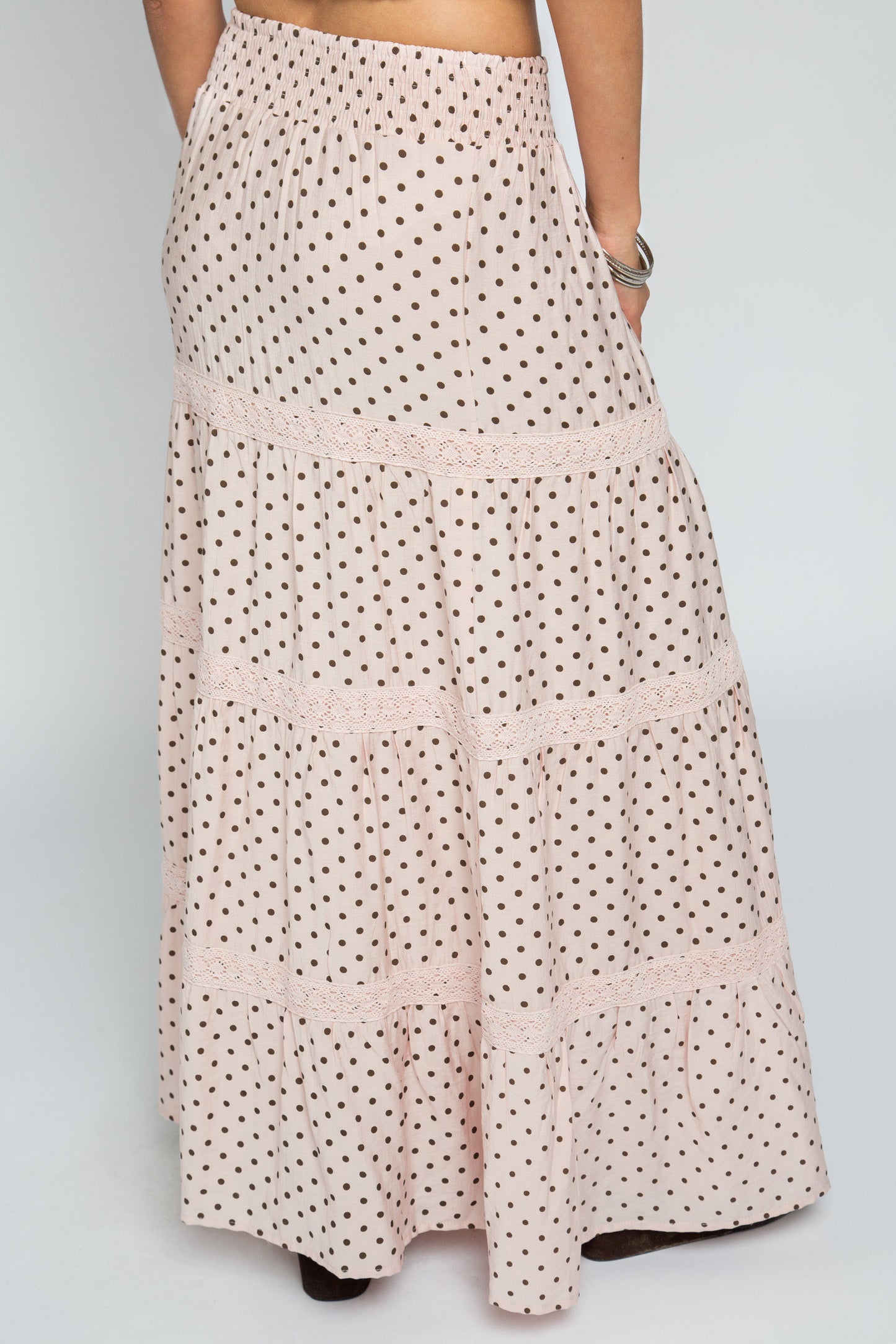Pink Polka Dot Maxi Skirt