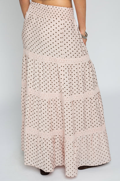 Pink Polka Dot Maxi Skirt