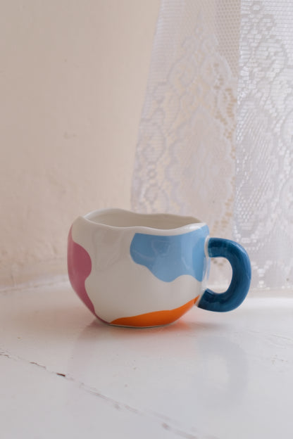 Paint Splashed Mug With Blue Handle