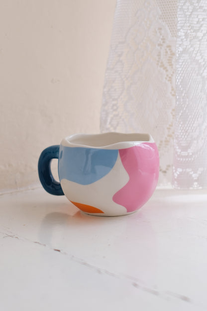 Paint Splashed Mug With Blue Handle