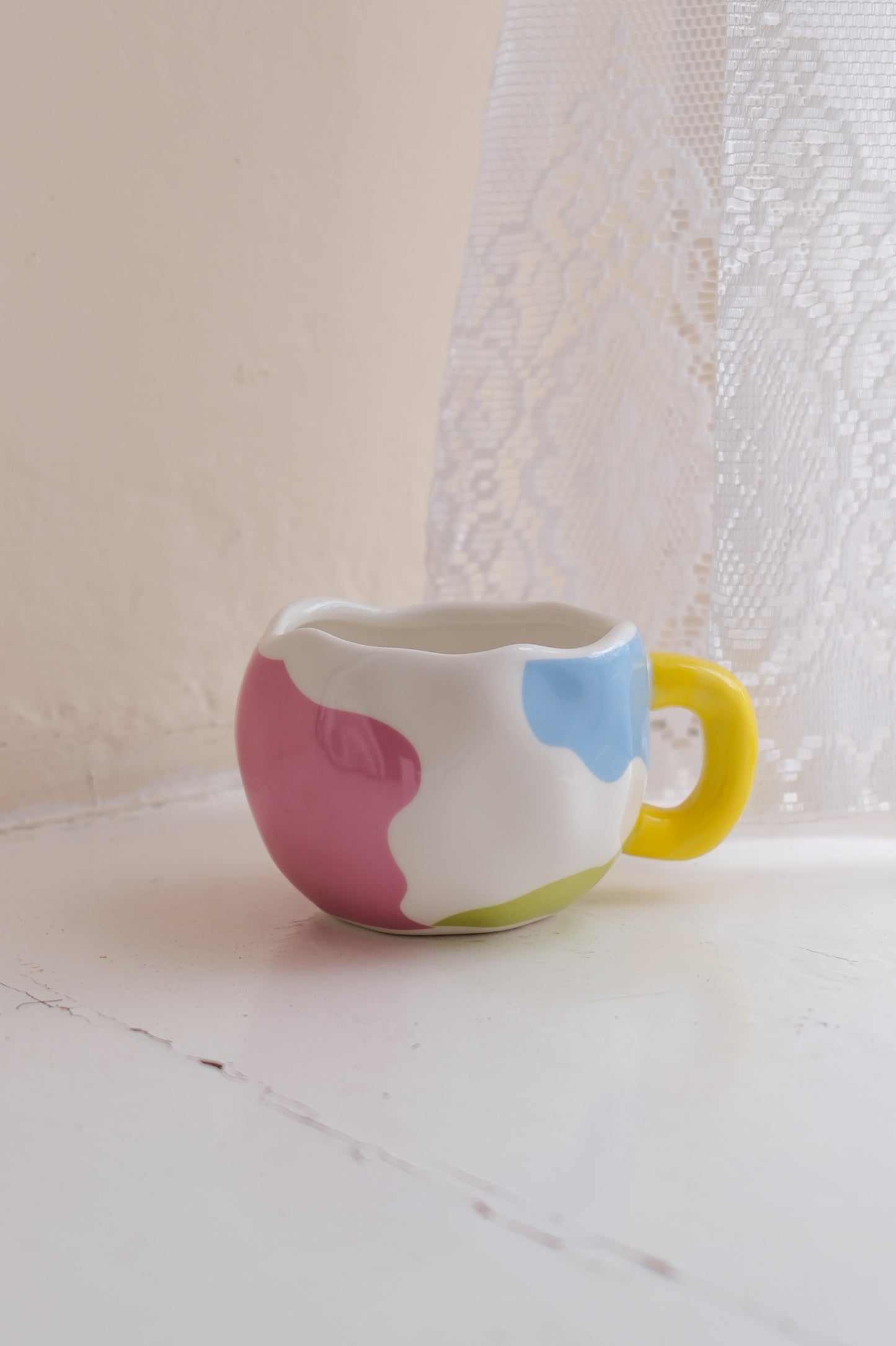 Paint Splashed Mug With Yellow Handle