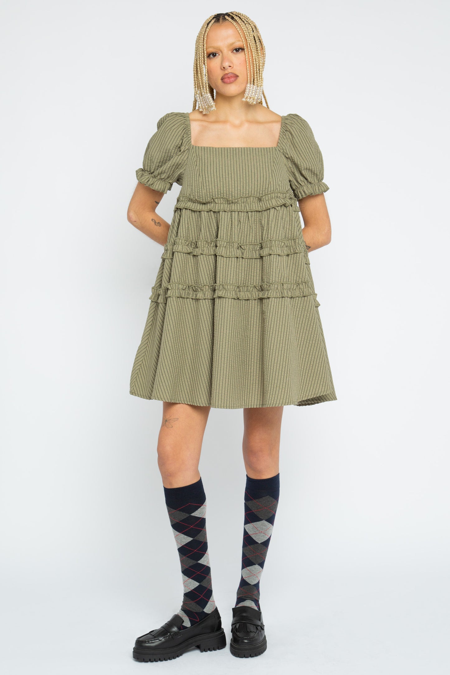 Pine Tiered Smock Dress