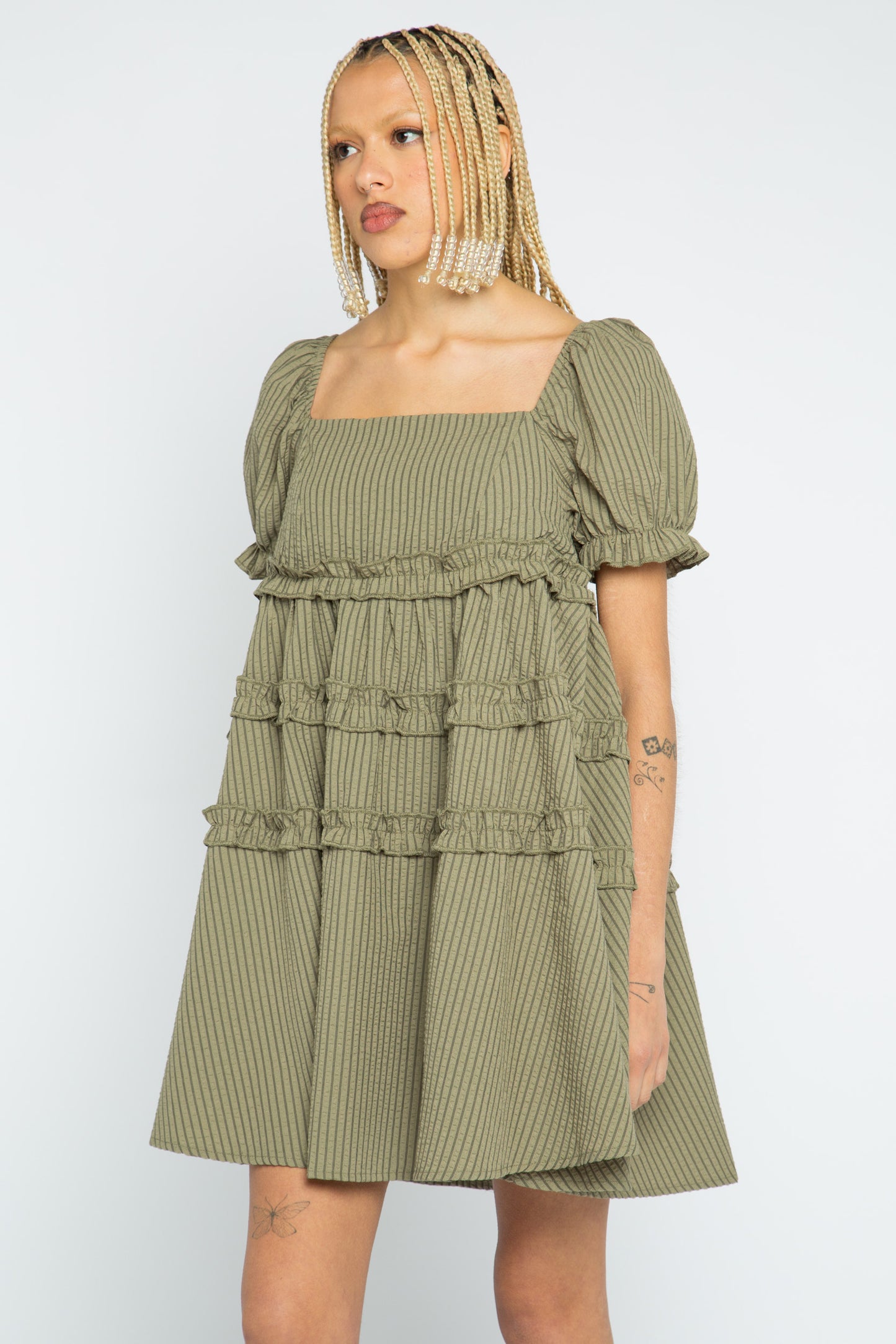 Pine Tiered Smock Dress