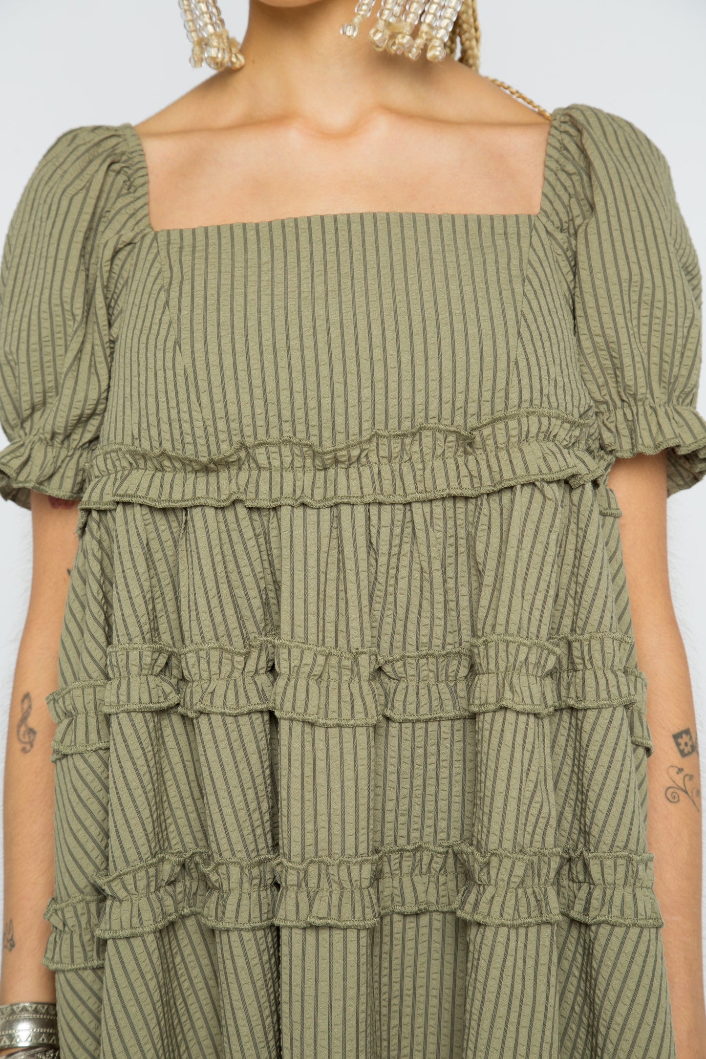Pine Tiered Smock Dress