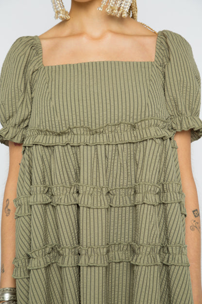 Pine Tiered Smock Dress