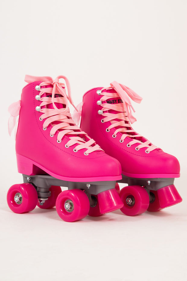 Daisy Street Exclusive Roller Skates in Pink with Bow Details