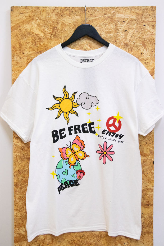 DSTRCT Relaxed T-Shirt with Be Free Print