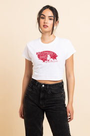 Daisy Street Slim Crop T-Shirt with Hollywood Icon Print
