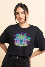 Daisy Street Relaxed Crop T-Shirt with Fairy Print