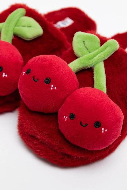 Cherry Fluffy Slippers