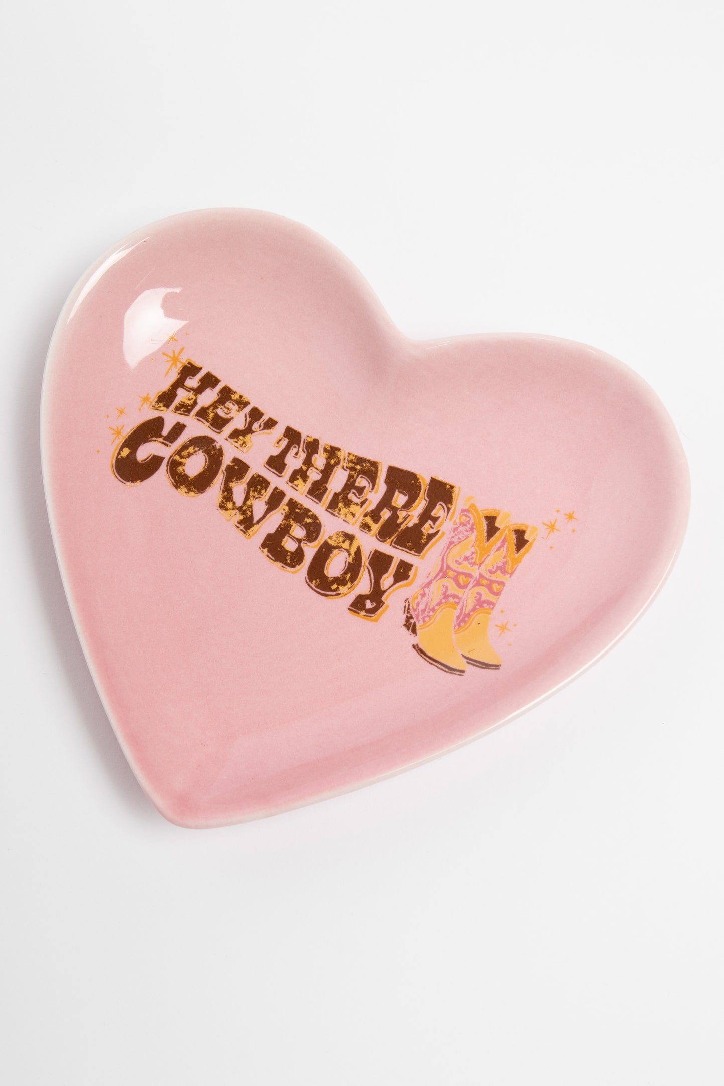 Heart Trinket Tray With Cowboy Print