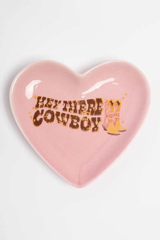 Heart Trinket Tray With Cowboy Print