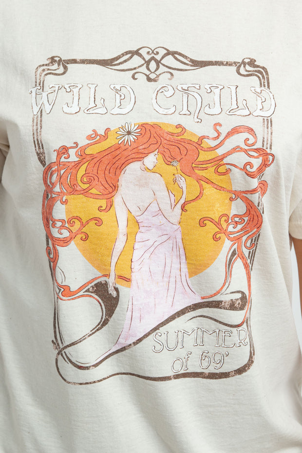 Daisy Street Relaxed T-Shirt with Wild Child Print