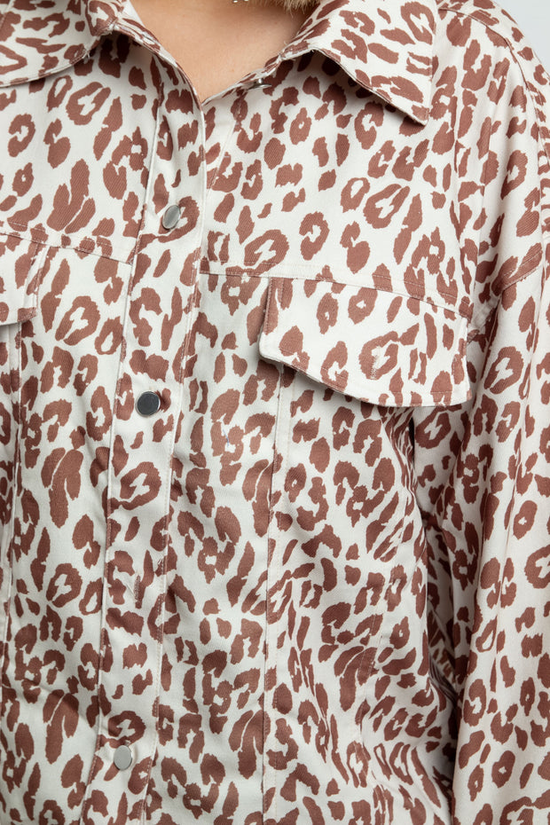 Daisy Street Oversized Shacket in Leopard Print