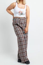 Daisy Street Check Trousers in Brown