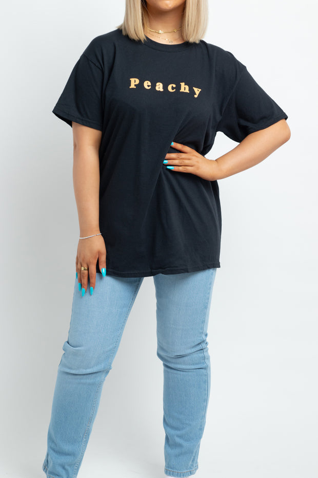 Heartbreak Relaxed T-shirt with Peachy Graphic in Black