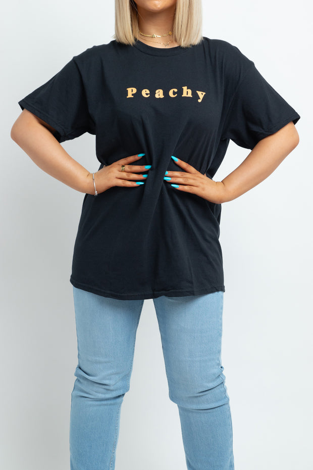 Heartbreak Relaxed T-shirt with Peachy Graphic in Black