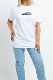 Daisy Street Relaxed T-shirt with Young American Graphic in White