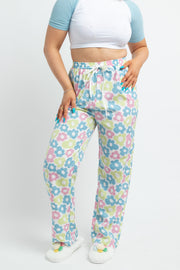 Daisy Street Pyjama Bottoms with Scrunchie in Pastel Floral