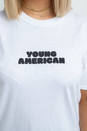 Daisy Street Relaxed T-shirt with Young American Graphic in White