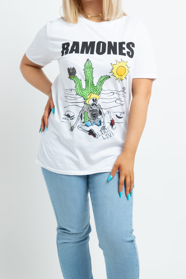Daisy Street Ramones Licensed T-Shirt in White
