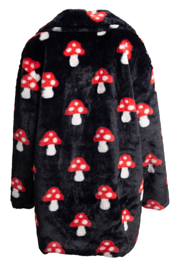 Daisy Street Fur Coat in Mushroom Print