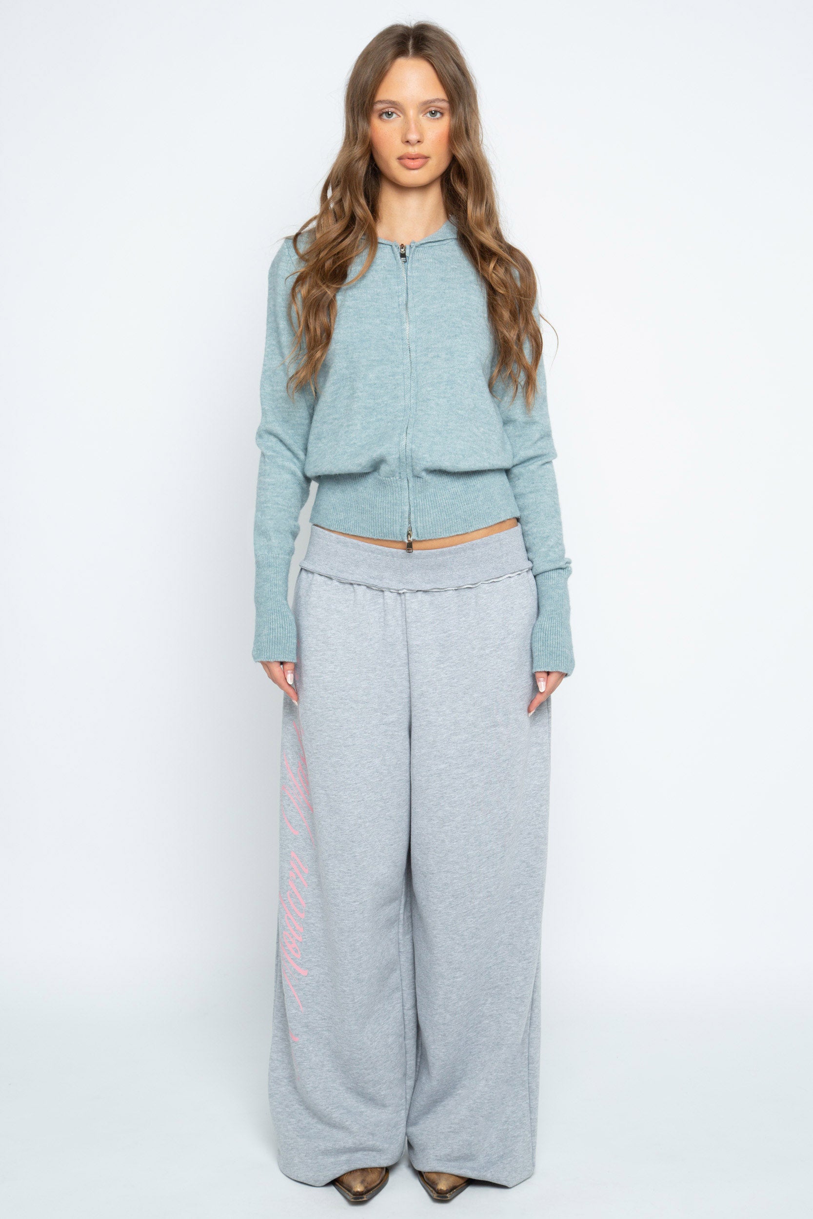 Minty Zip Up Knit Hoodie – Daisy Street