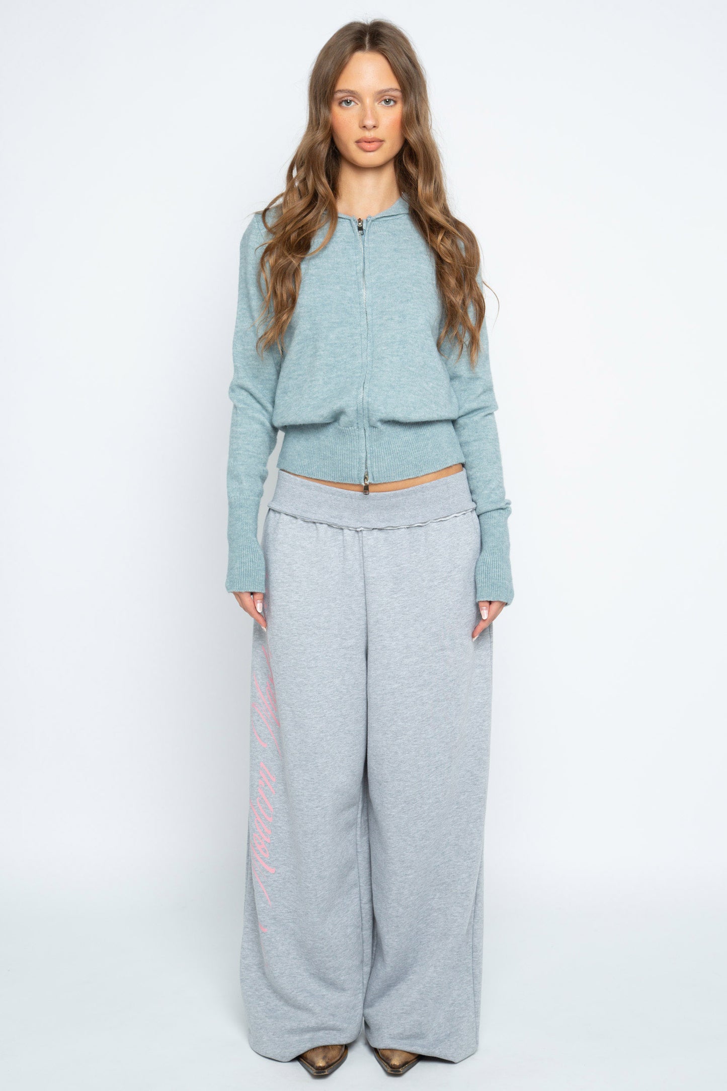 Minty Zip Up Knit Hoodie