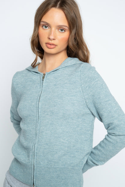 Minty Zip Up Knit Hoodie