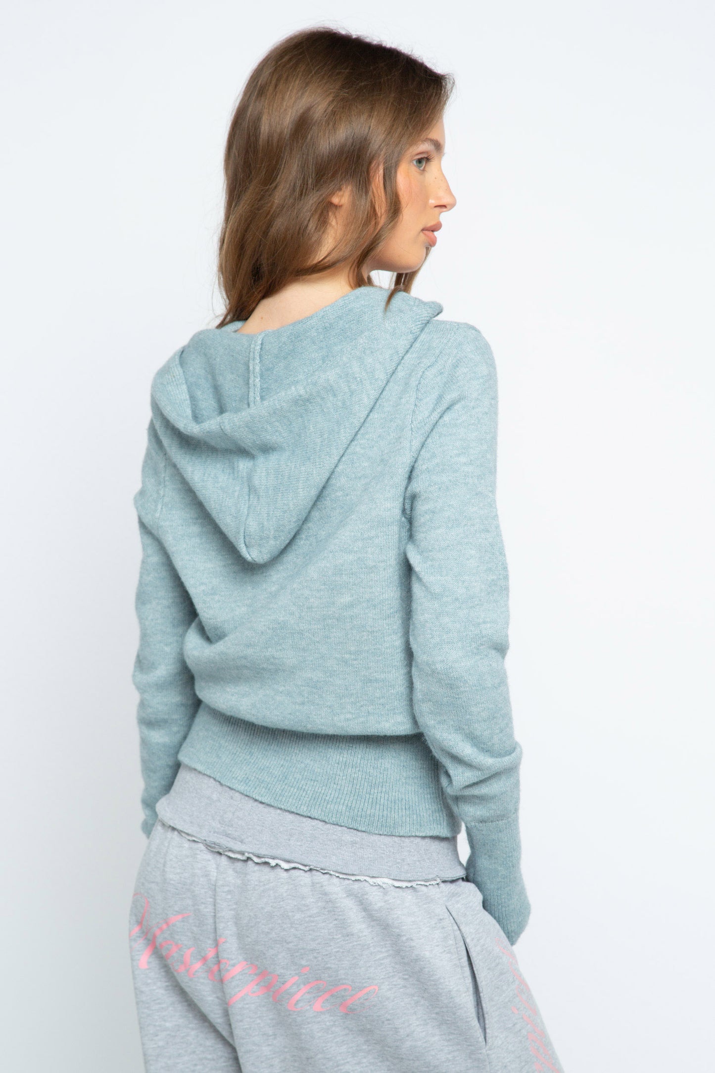 Minty Zip Up Knit Hoodie