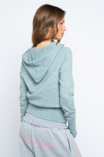 Minty Zip Up Knit Hoodie