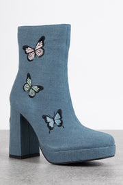 Tammy Girl Butterfly Heeled Ankle Boots in Denim