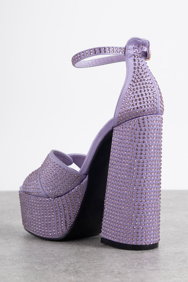 Tammy Girl Embellished Platform Heeled Sandals in Lilac