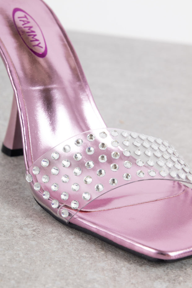 Tammy Girl Embellished Mid Heeled Sandals in Pink