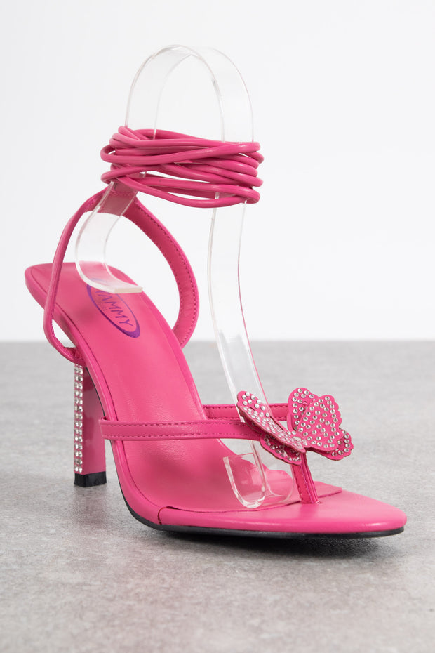 Tammy Girl Embellished Butterfly Heeled Sandals in Pink