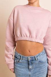 Daisy Street Crop Sweater in Silver Pink