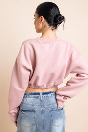 Daisy Street Crop Sweater in Silver Pink